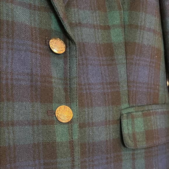 J. Crew Black Watch Tartan Wool Blazer with Gold Accents - Picture 2 of 6